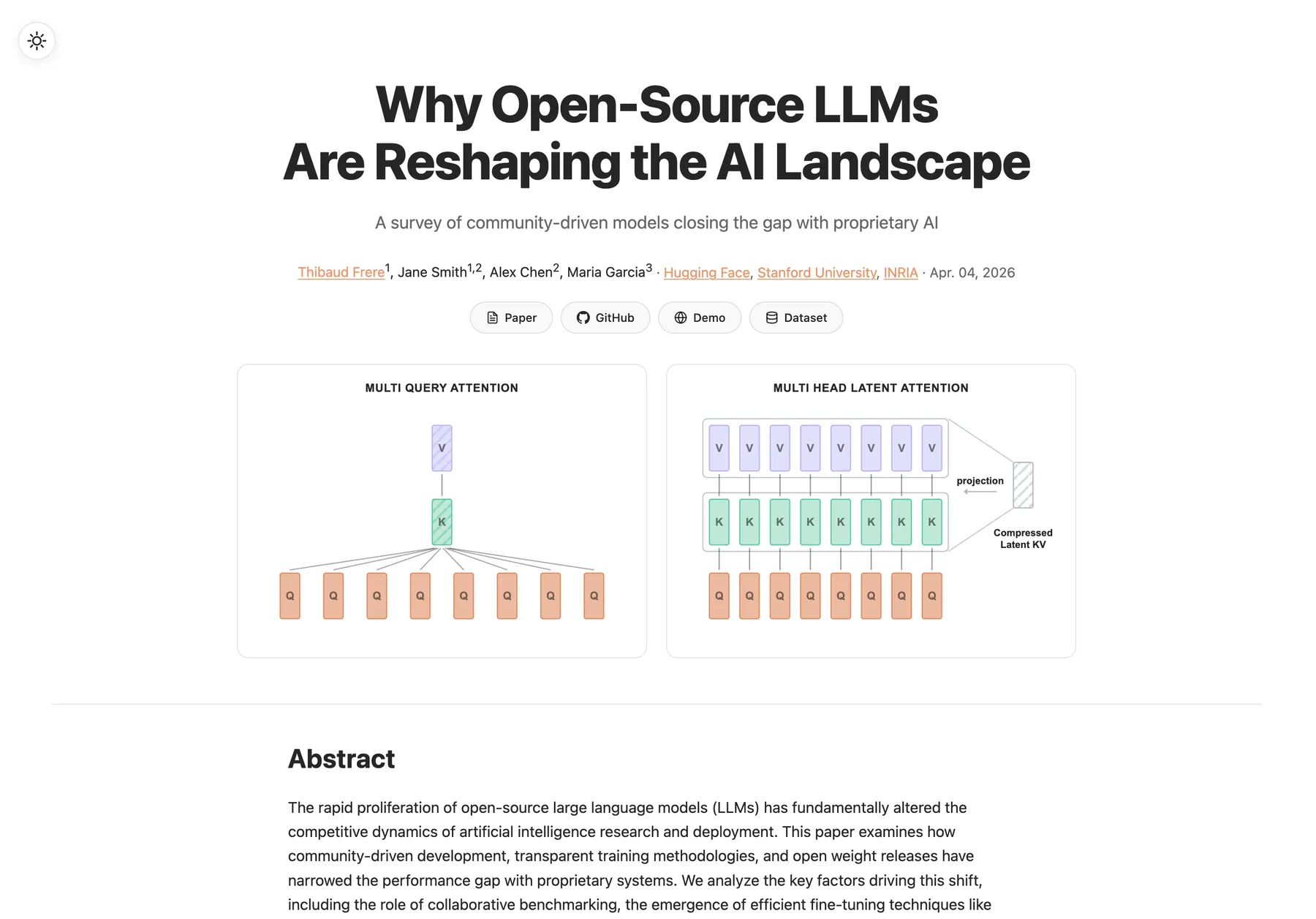 Paper template - lighter single-column layout with pill buttons